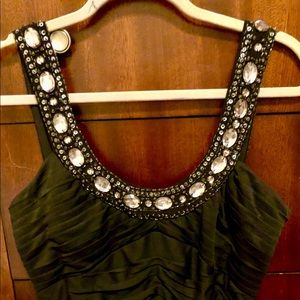 Sexy Beaded Neck Black Ruffle Dress
